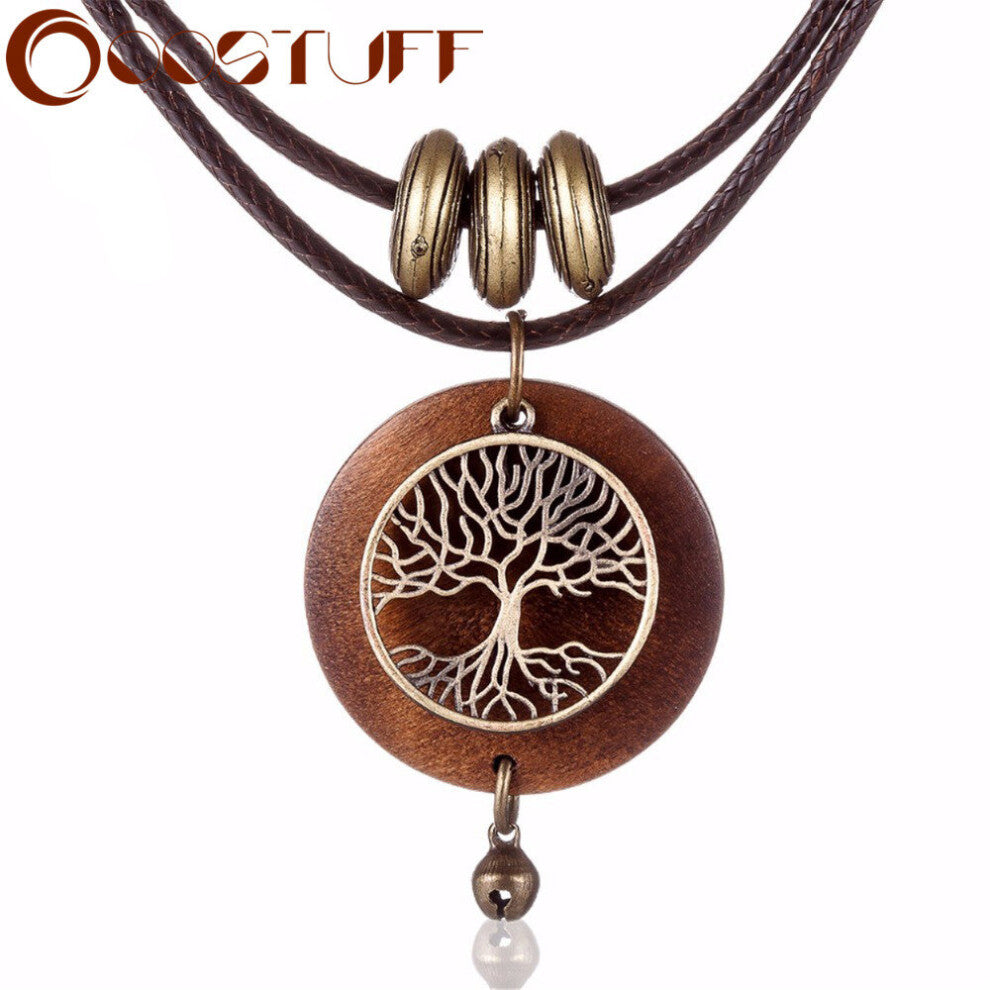 Woman Chokers Necklaces Vintage Jewelry Tree Wooden Pendants Long Necklace for Women trending products