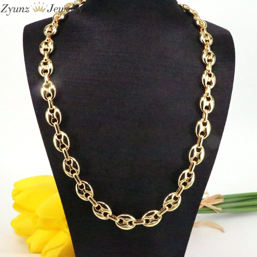 3PCS, 11MM WideCoffee Beans Cuban Link Chain Choker Necklaces for Women Rock Punk Jewelry