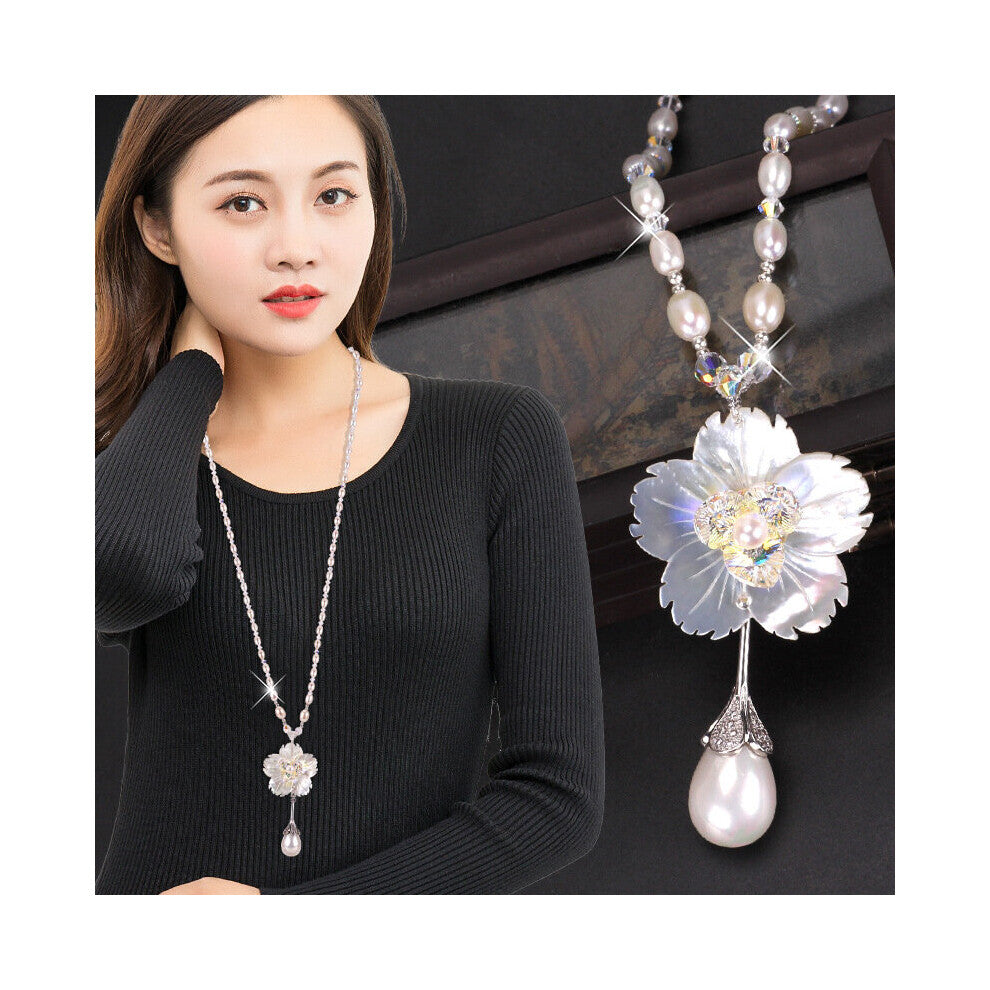Simulated Pearl Shellfish Necklaces&Pendants Leaves Statement Necklace Women Collares Ethnic Jewelry