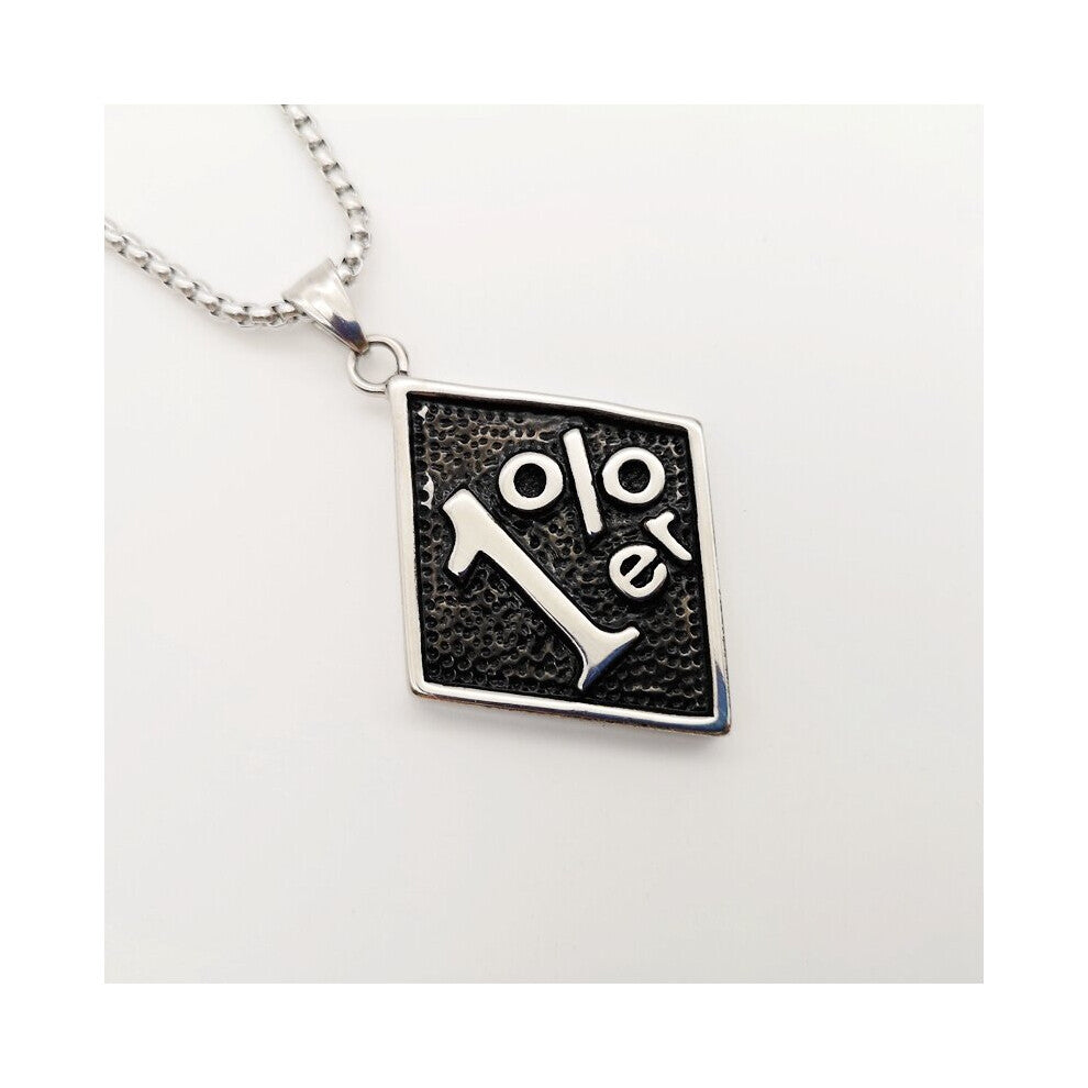 (Steel color, 60cm) 316L stainless steel 1%er Pendant Necklace Men's Biker Jewelry Stainless Steel Biker 1er% Necklace