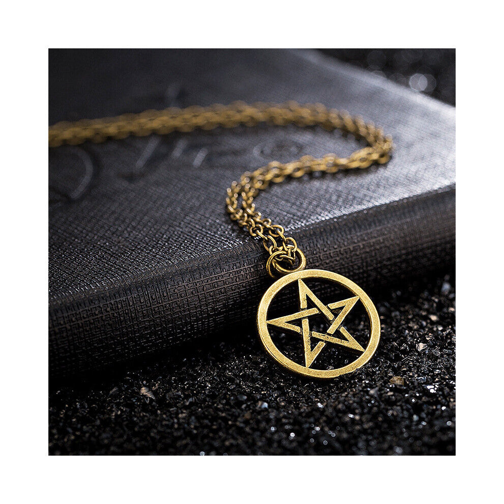 Pentagram Necklaces for Women Evil Sun Chokers Bronzed Sweater Chains Retro Stainless Steel Necklace Women's Jewelry for Party