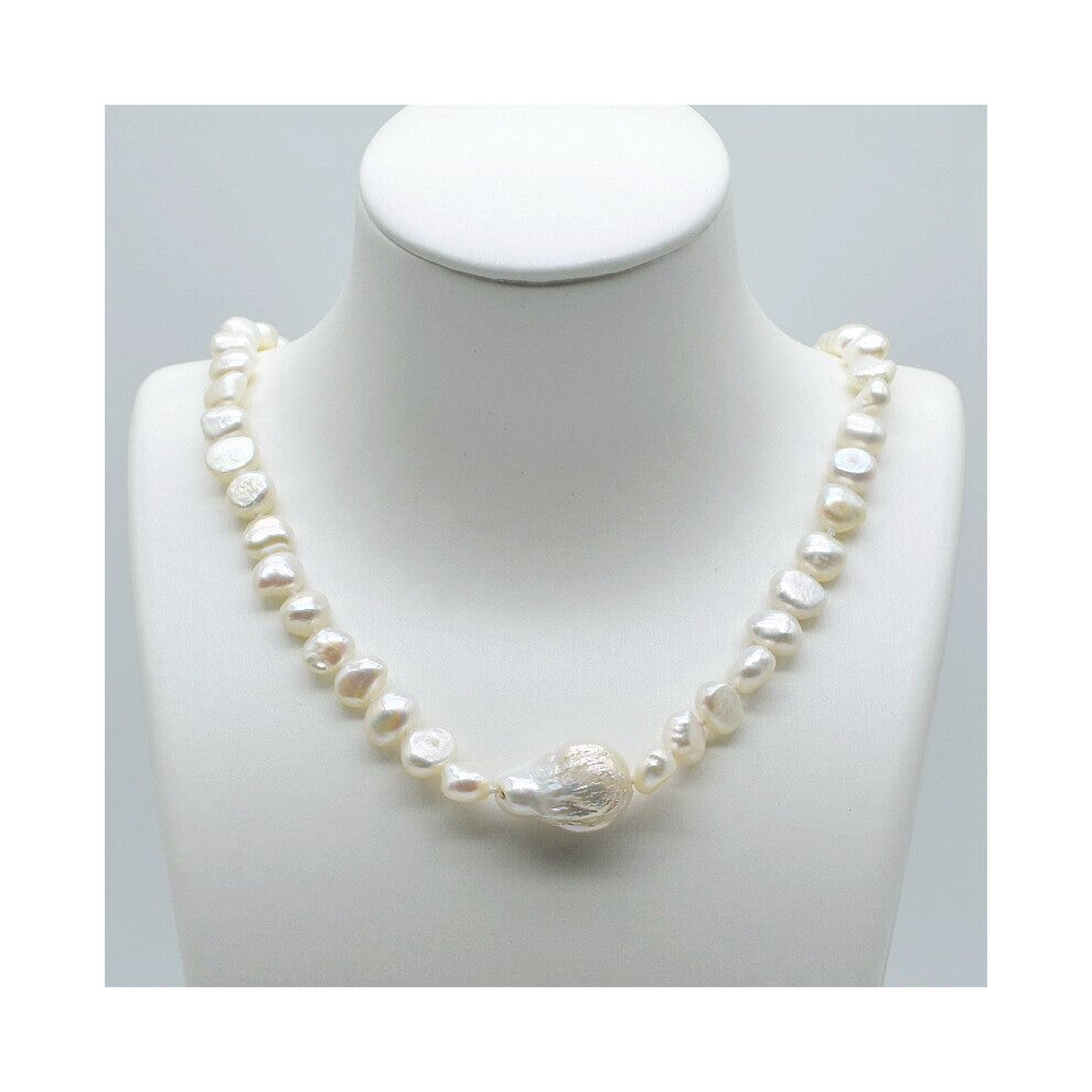 Unique Baroque Necklace Natural Freshwater Pearl Short Chain Large Grain Pearl Pendant Women's Necklace