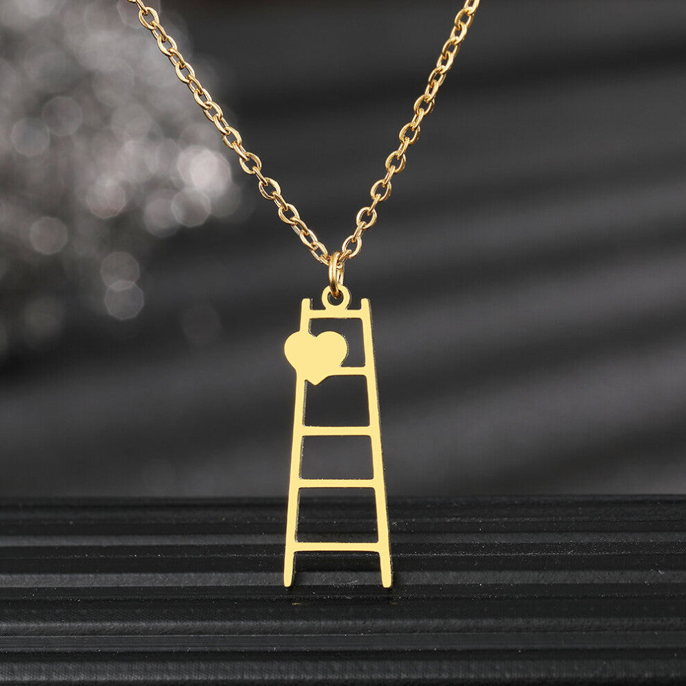 Stainless Steel Necklaces Heart Ladder Stairs Choker Pendants Chain Fine Necklace For Women Jewelry Girls
