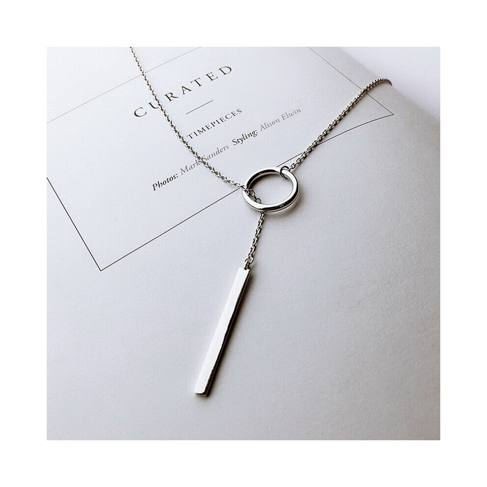 Vintage Silver Jewelry Circle Strip Long Chain Pendants&Necklaces sterling-silver Choker Necklace VNS8002