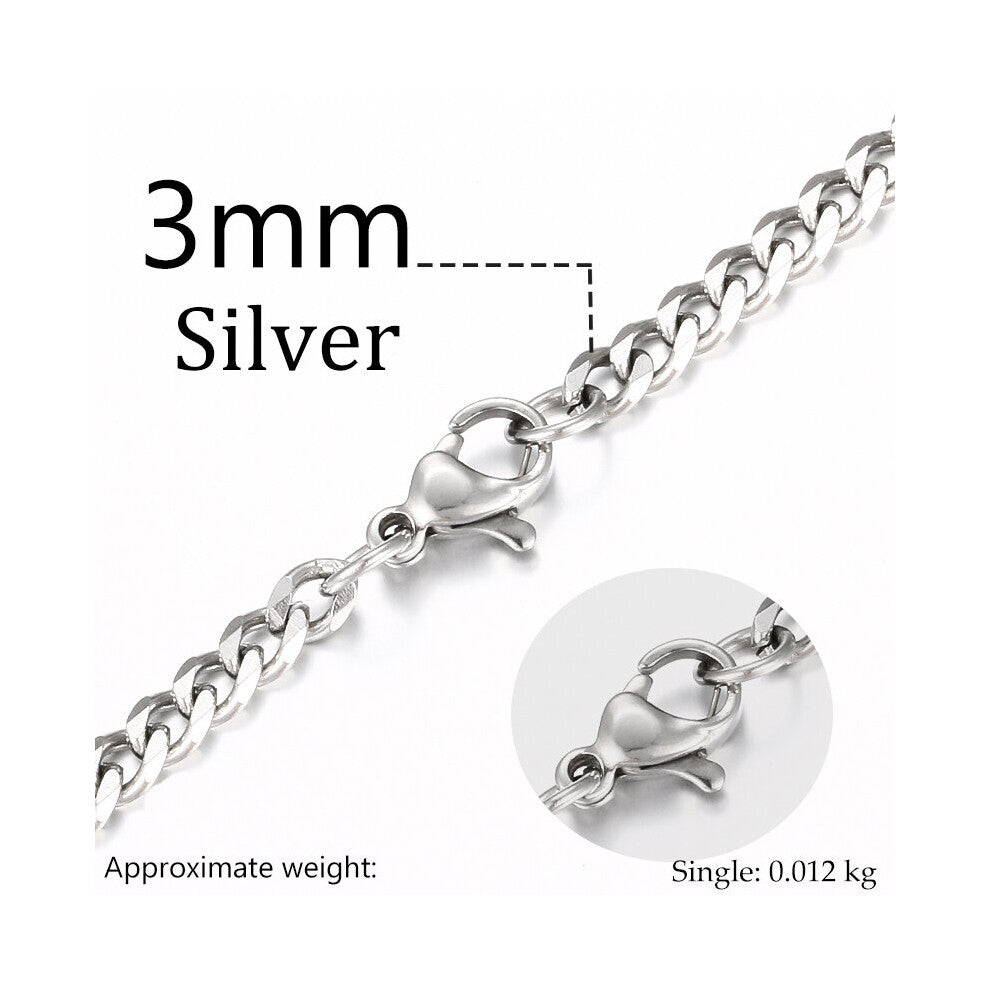 (Light Yellow Gold Color, 35cm) 3mm 6mm Wide Stainless Steel Chain Cuban Link Chains Chokers Necklace For Mens Jewelry Silver Plated Solid Metal Jewel