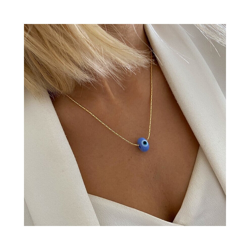 Colliers Gift plated brass chunky Kolye Snake Chain Glass Evil Eye Necklace chokers women jewelry