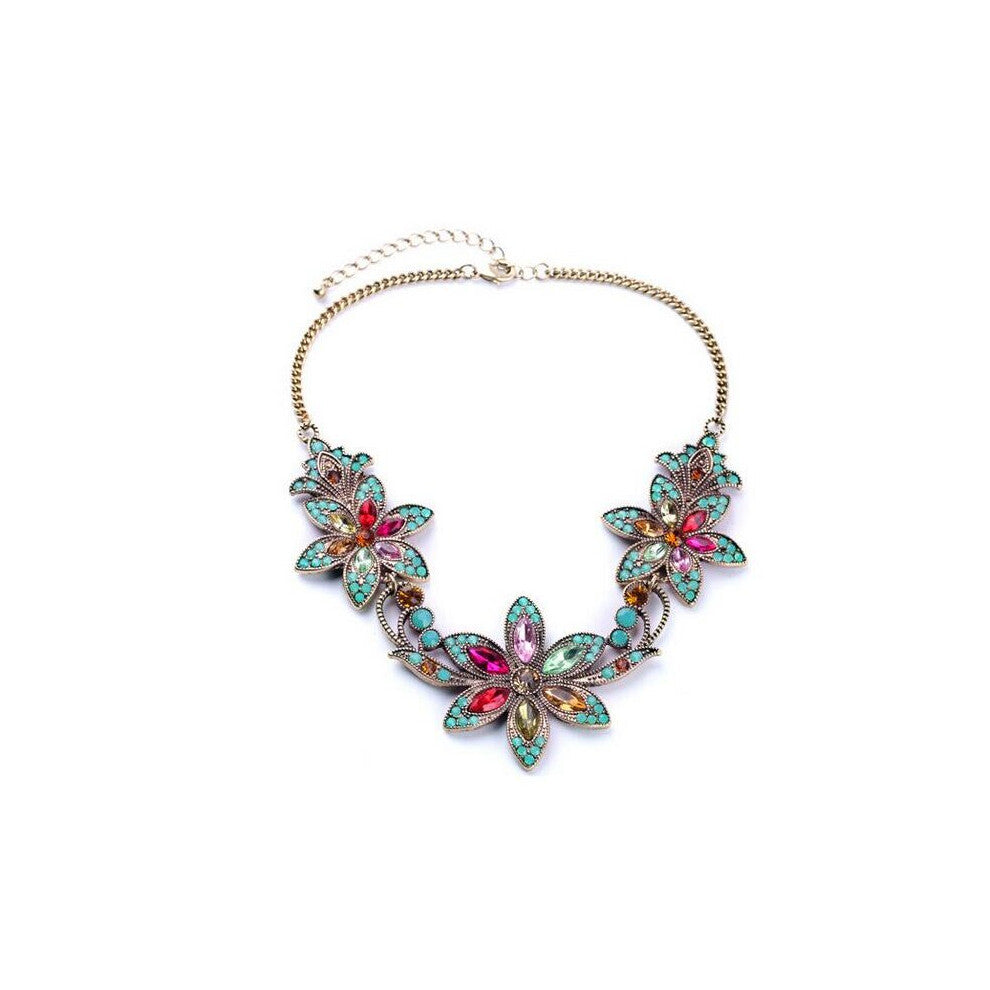 SBY1276 Bohemian chain Chokers chunky big statement Flower Stone Beads necklaces Collars