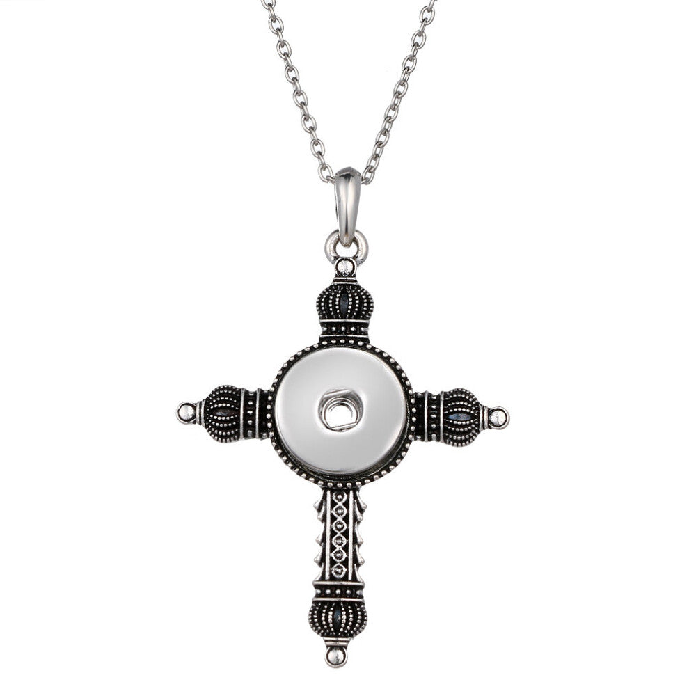 The Bloomer Crystal cross long necklaces and chokers bohemian necklaces & pendants Vintage 18mm snaps button necklace