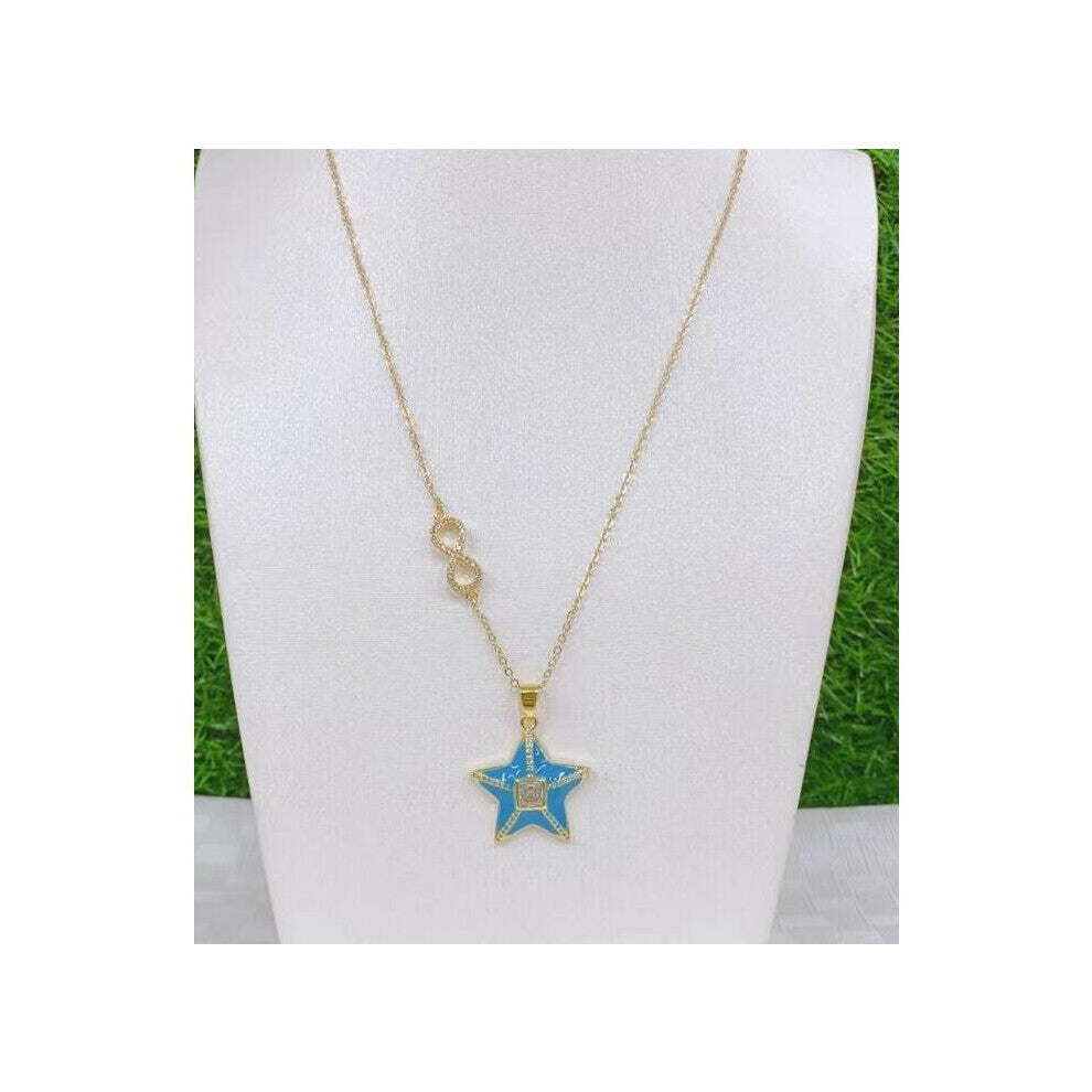 1pcs star Charms Enamel for Women Crystal Micro Pave Chokers necklace big Cubic Zirconia Women Jewelry Gift sg4s