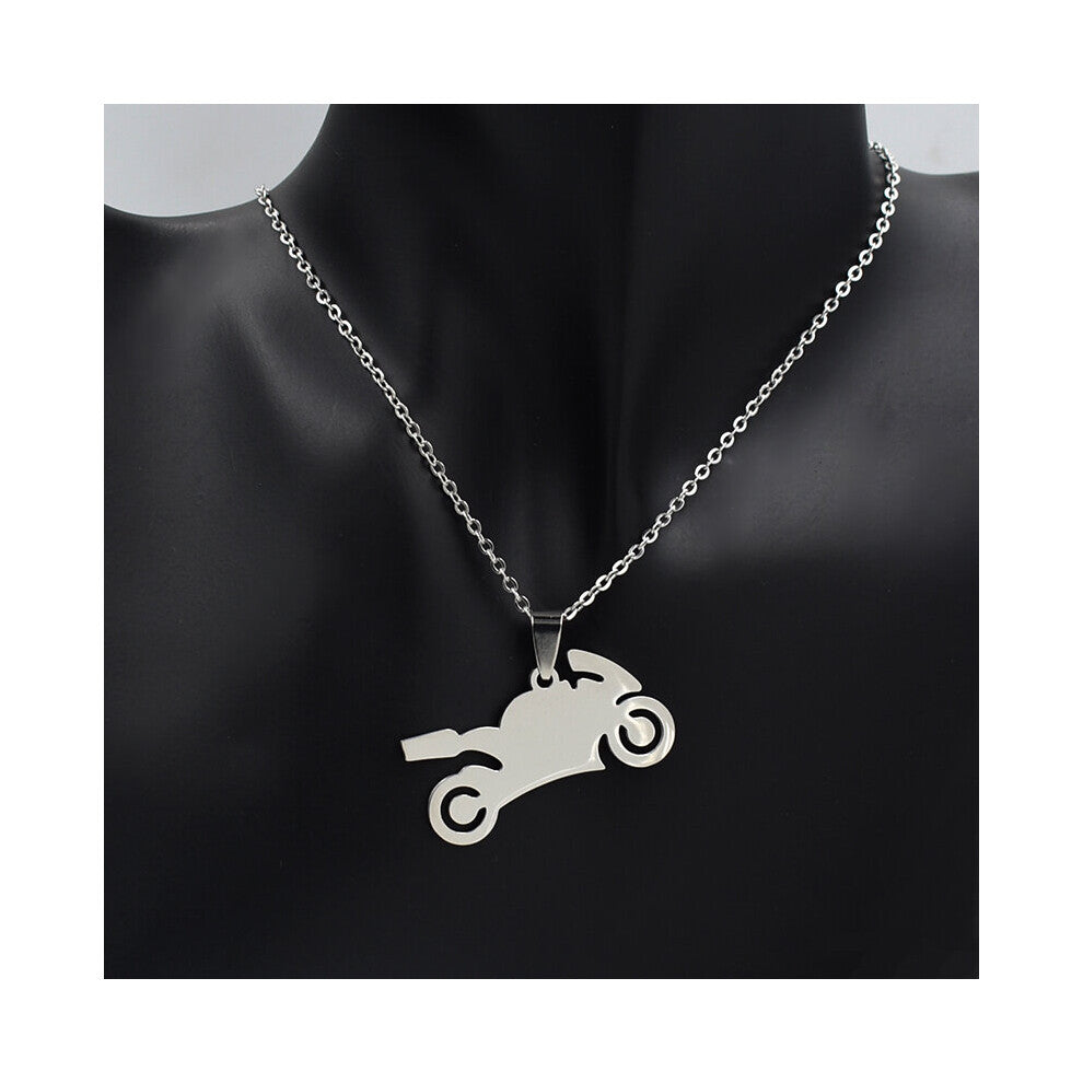 (Gold-color, 50cm) Stainless Steel Charms Pendant Motorcycle Necklace Choker Men Lover Biker Rock Jewelry Findings