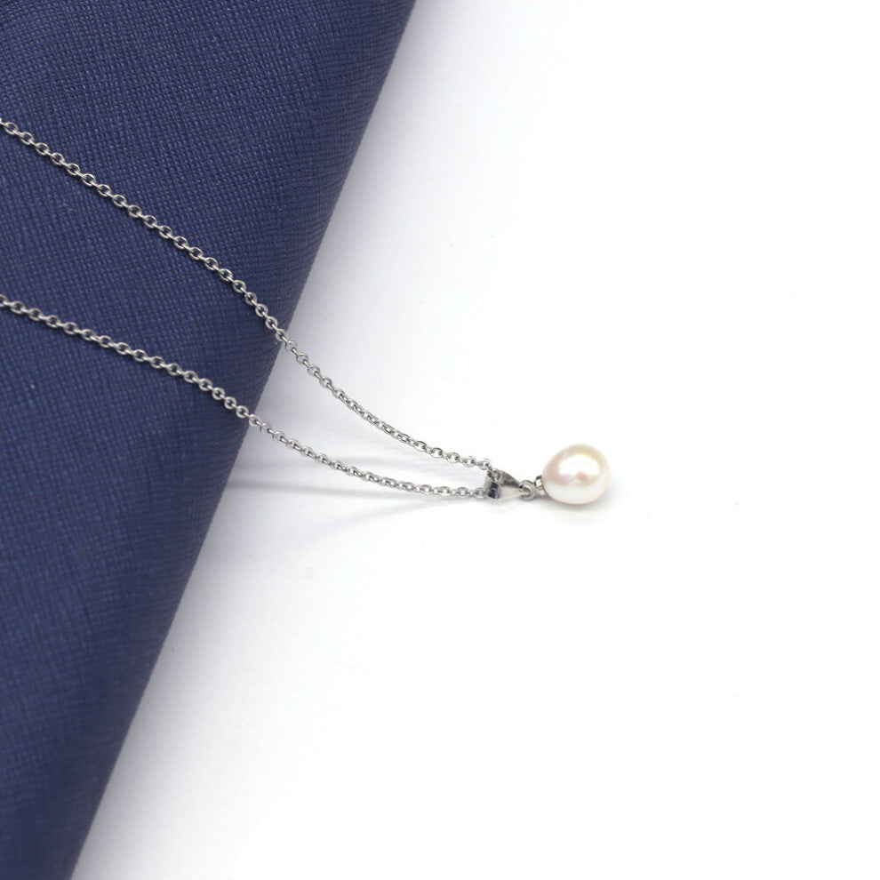Women's Pearl Pendant Necklace Jewelry Stainless Steel Chain Chokers Natural Freshwater Pearl Charms Necklaces Gift