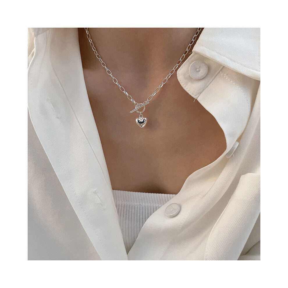 Woman Vintage Glossy Love Heart OT Buckle Necklace Party Jewelry