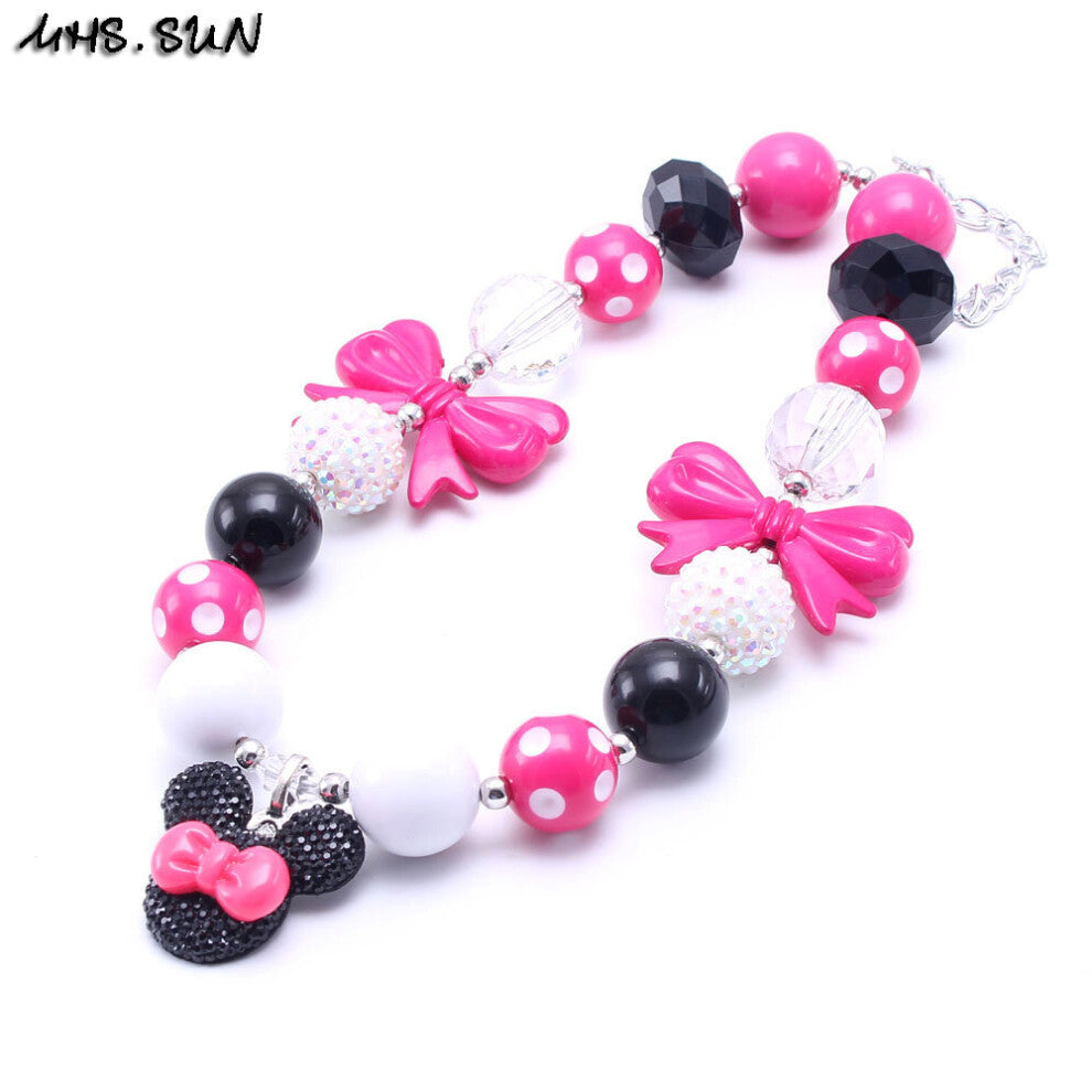 1PCS Cartoon Pendant Toddler Chunky Bead Necklace Kid Girl Bubblegum Chunky Necklace Jewelry Children Gift
