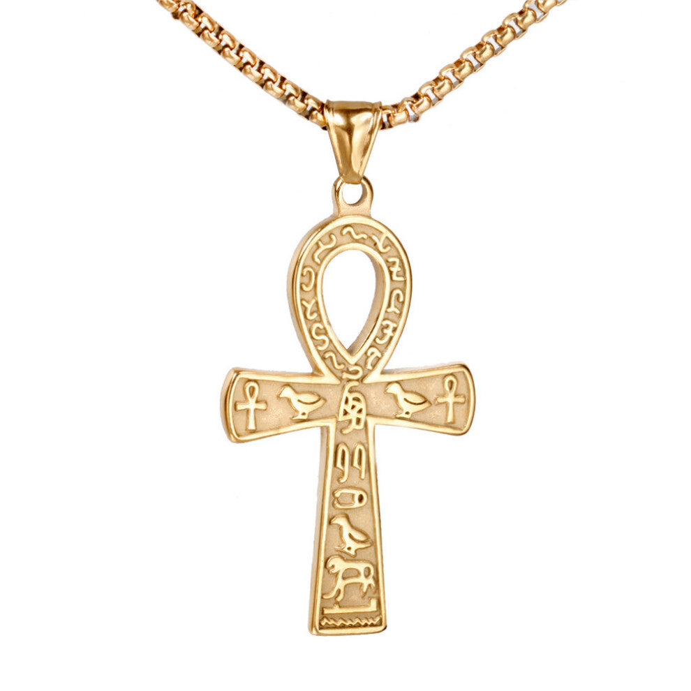 Ancient Egyptian Ankh Cross Necklace For Men Women Stainless 316L Steel Biker Pendant Amulet Jewelry Gift