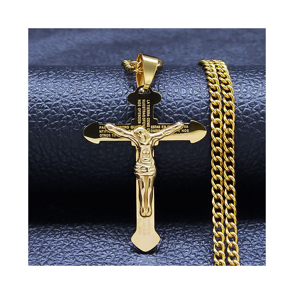 Christian Bible Stainless?Steel Jesus Cross?Long Necklace?Men-Women Necklace Pendant?Religious Jewelry acero inoxidable N2294S05