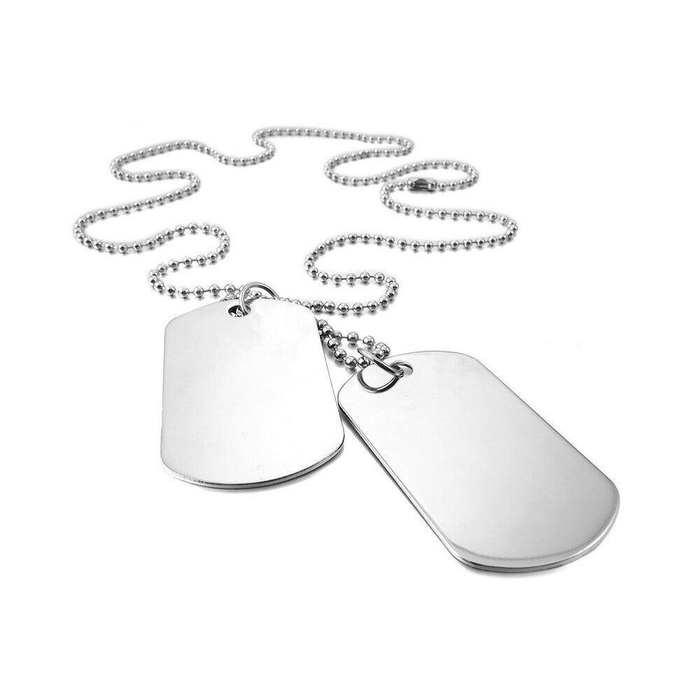 Stainless Steel Pendant Necklace Pendant Silver Double Dog Tag Plate Army Biker Chain Necklace Man Woman Goth necklace for women