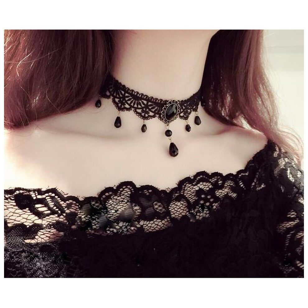 Gothic Lace Necklace for Women Vintage Crystal Chokers Autumn Winter Butterfly Necklace Palaces Womens Jewelry Party Wedding