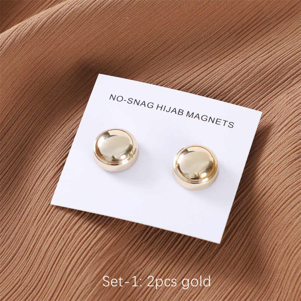 Safe Hijab Brooch Strong Metal Plating Glossy Magnetic Hijab Clip Accessories No Hole Pins Brooches Magnet For Muslim Scarf