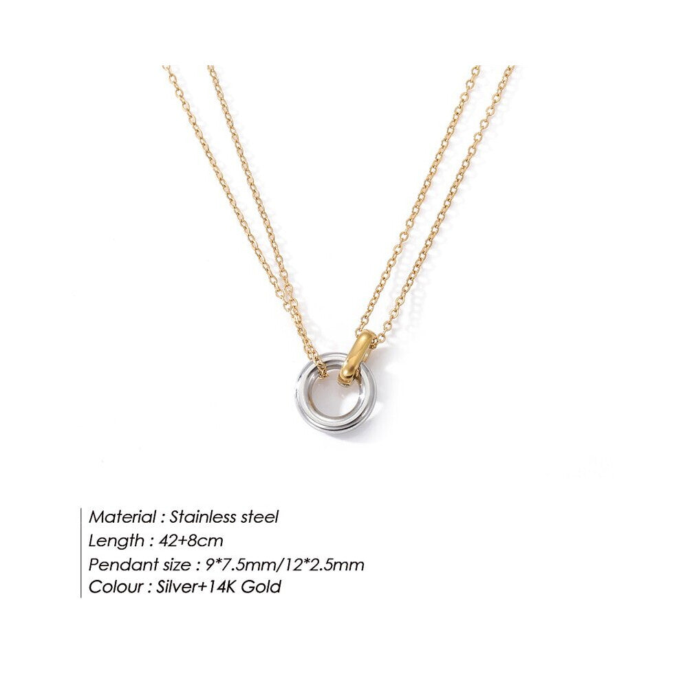eManco 316L Stainless Steel two-color pendant Necklaces For Women Chokers Party Gift Jewelry