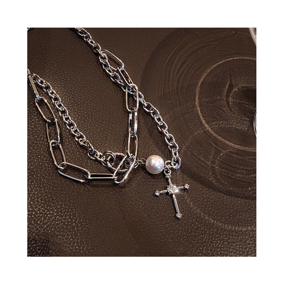 Chain Around The Neck Cross Necklace for Women Pendant Vintage Multilayer Jewelry Hip-Hop Gothic Style Clavicle Chokers