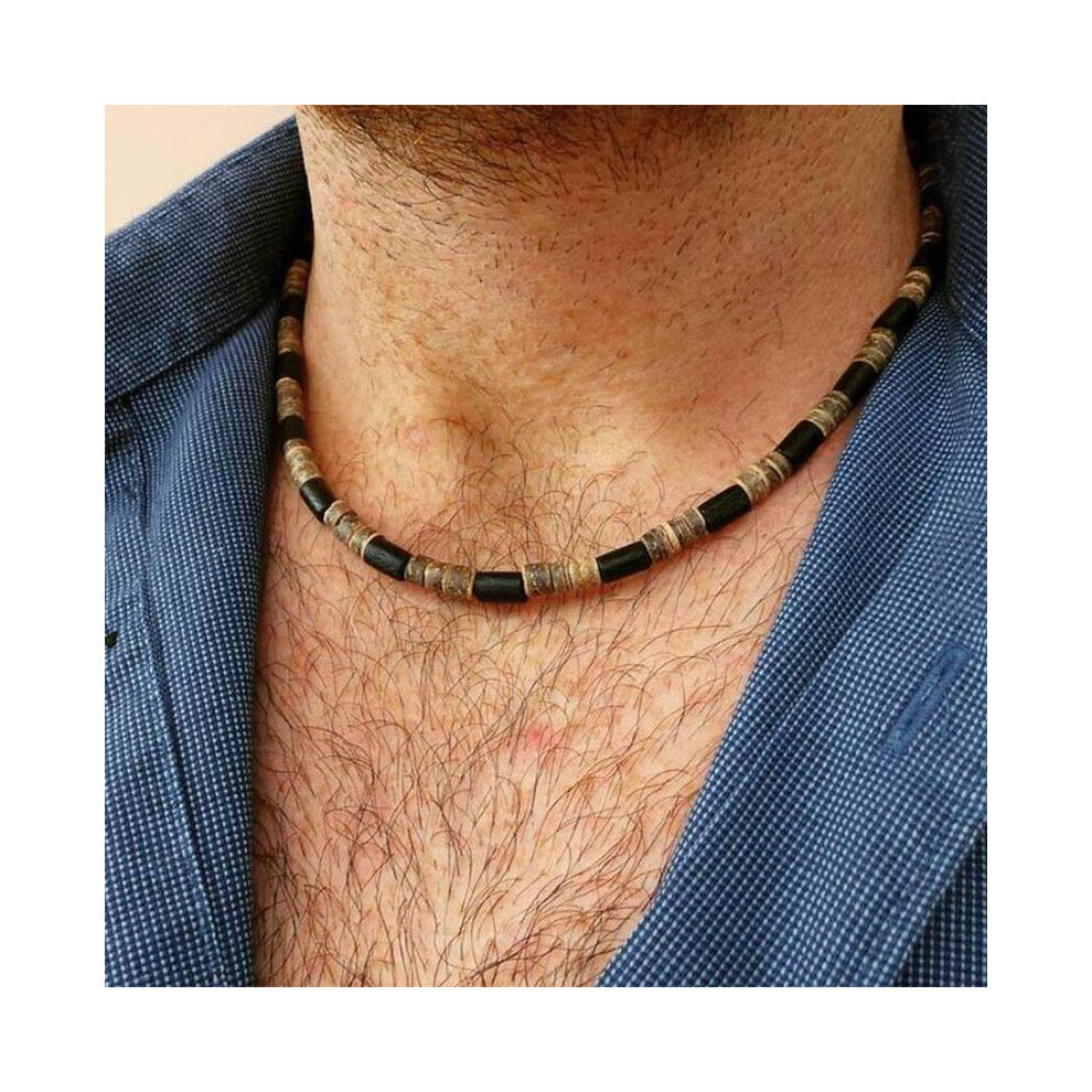 Vintage Wood Necklace Choker Men 46cm-18 Inches Short Necklace Hombre Camping Biker Jewelry Male Accessories Gift For Him
