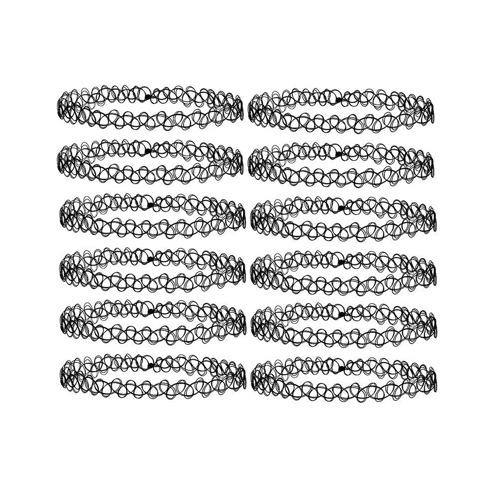 12pcs-pack Rainbow Tattoo Rainbow Chokers Necklace Vintage Girls Stretch Gothic Charm Punk Elastic Collares Women's Jewelry