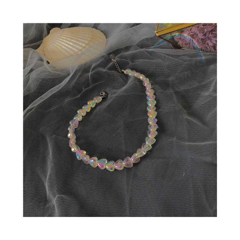 Kpop Personality Sweet Acrylic Heart Necklace Chokers Punk Short Chain For Girl Egirl BFF Dating Jewelry