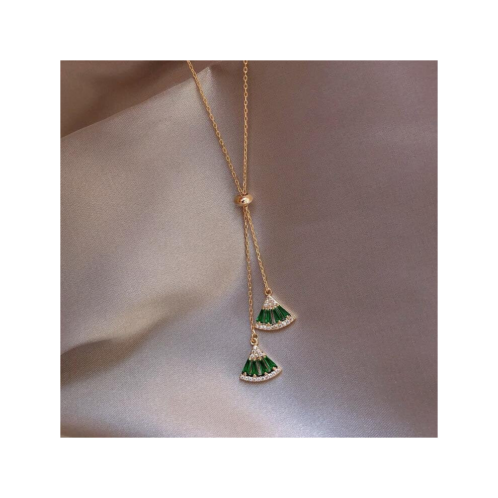 Classic Green Crystal Geometric Necklace Pendant Chokers Necklace For Women Statement Jewelry