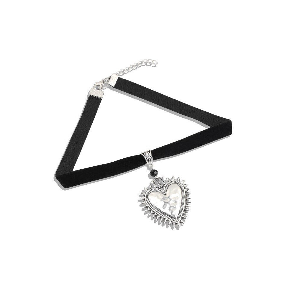 Vintage Goth Dark Necklace Choker Gothic Sacred Heart Pendants Traditonal Corazon Clavicle Chain For Women Jewelry Bijoux