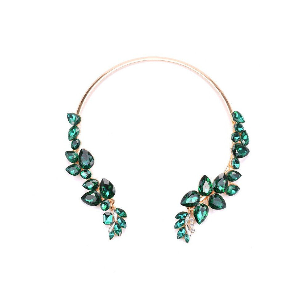 Glass Crystal Open Chokers Necklaces Women Indian Ethnic Vintage Statement Large Collar Necklace Woman Africa Jewelry