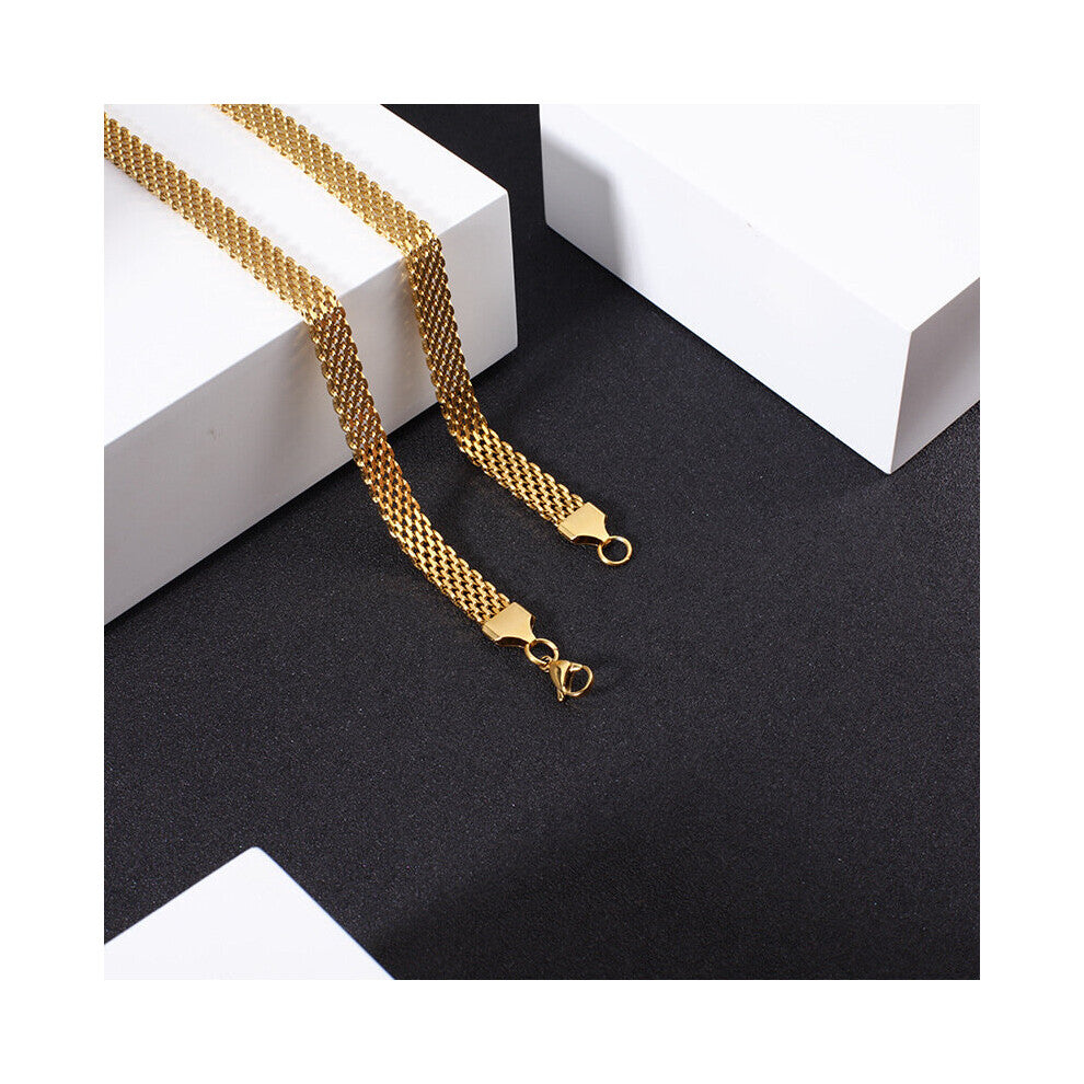 (White, 35cm) Mesh Stainless Steel Bracelet Necklace for Men Women 4mm 6mm 8mm Width Chokers Necklaces Collar DIY Jewelry Set