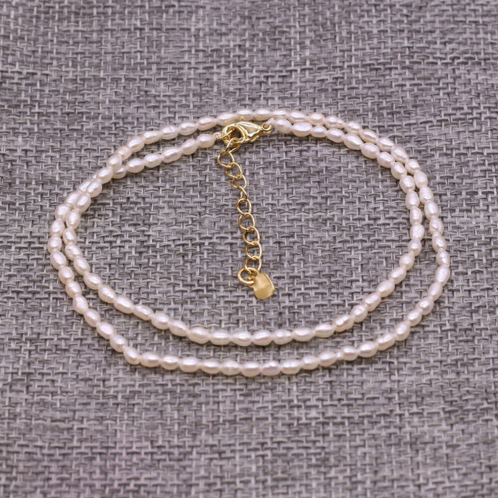 AA Charm Freshwater Pearl Necklace Chokers Rice Shape Natural Pearls Beads Jewelry for Women Wedding Necklace