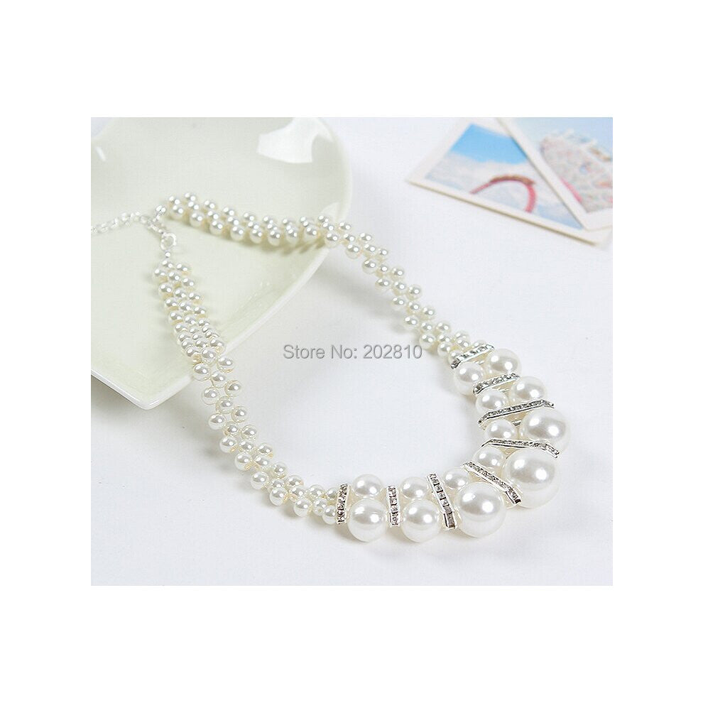 fine quanlity casual & sporty women Set auger crystal pearl necklace jewelry,pearl chokers necklace women