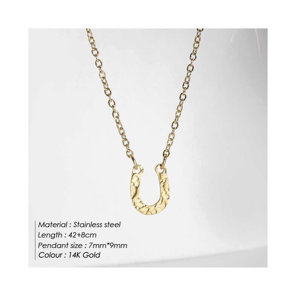 Stainless Steel Necklace Punk Chokers Necklaces for Women Statement U Shape Charm Necklace