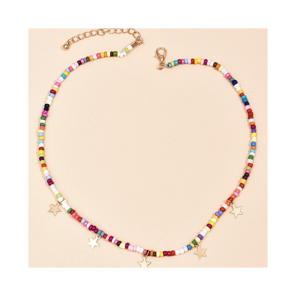 Star Pendants Chokers Bohemian Short Chain Necklaces for Women Multi-colored Beads Collar Perosnality Neck Jewelry