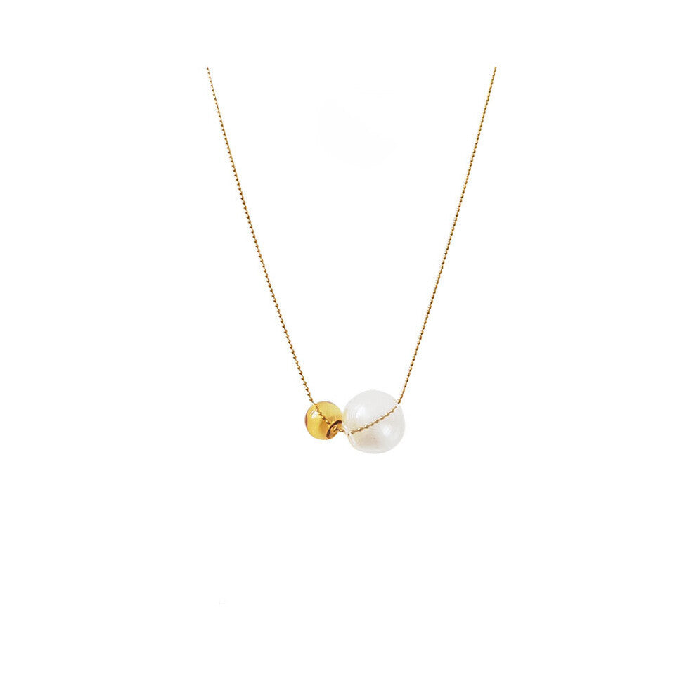 Stainless Steel Hand Blown Glass Ball Short Necklace For Women Unique Yellow Bubbles Clavicle Choker Necklace