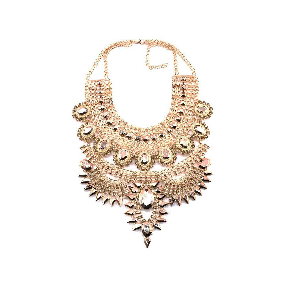 Indian Statement Large Collar Big Chokers Necklaces Women Crystal Rhinestone Maxi Bohemian Ethnic Necklace Jewelry Femme