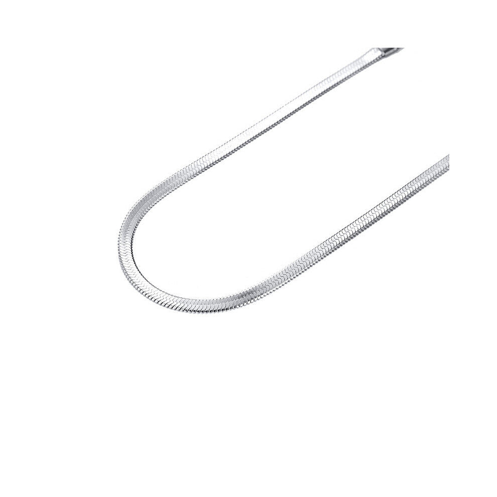 (Gold, 45cm) Dainty Herringbone Chain Necklaces for Women Girls, Stainless Steel Anti Allergy Metal Minimalist Flat Snake Chain Chokers