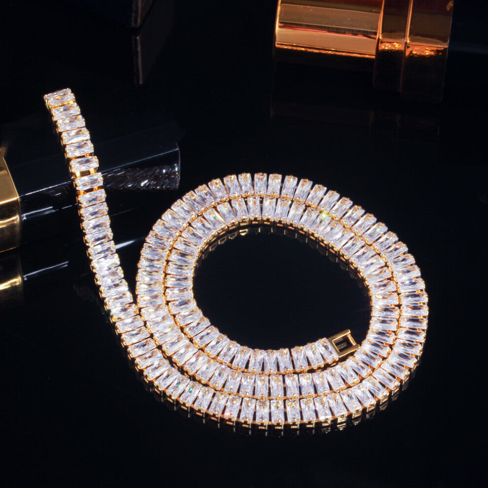 CWWZircons Bling Iced Out Baguette Cubic Zirconia Tennis Chain Chokers Necklace for Women Costume Jewelry CP086