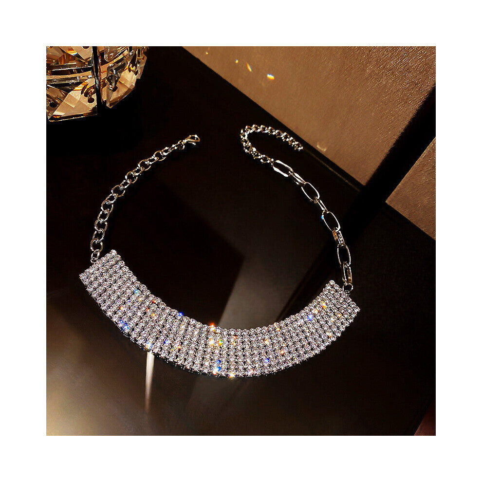 French Vintage Rhinestone Necklaces Bohemian Personality Clavicle Chain Exaggerated Prom Chokers