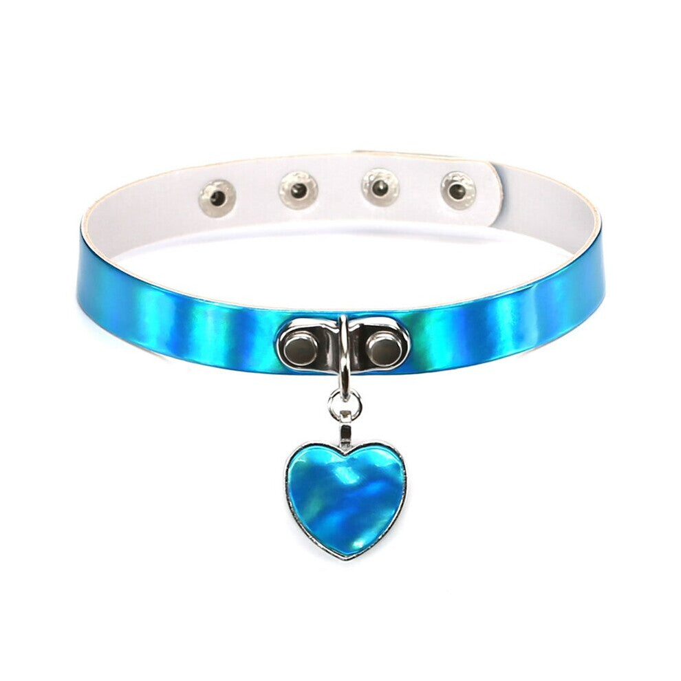 LOVE Punk laser Leather Heart Chokers necklaces Women Legs Neck Wrist Wear Chockers round necklace