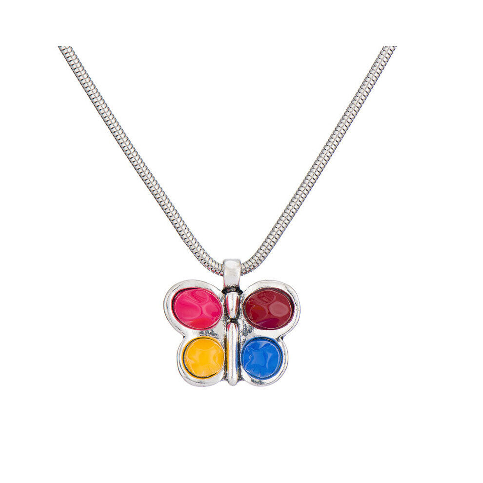 Anslow Jewelry Colorful Butterfly Pendant Necklace 45cm Length Girl Women Birthday Chain Chokers Collar