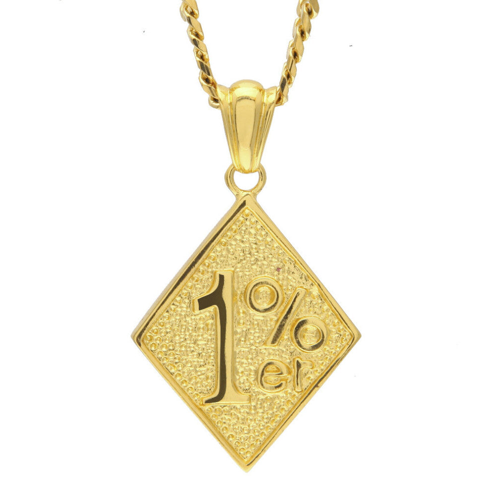(White, 45cm) CY&CM One Percent 1% ER Funny Necklace Jewelry Pendants Men Alloy Biker Pendant For Male Hip Hop Necklace