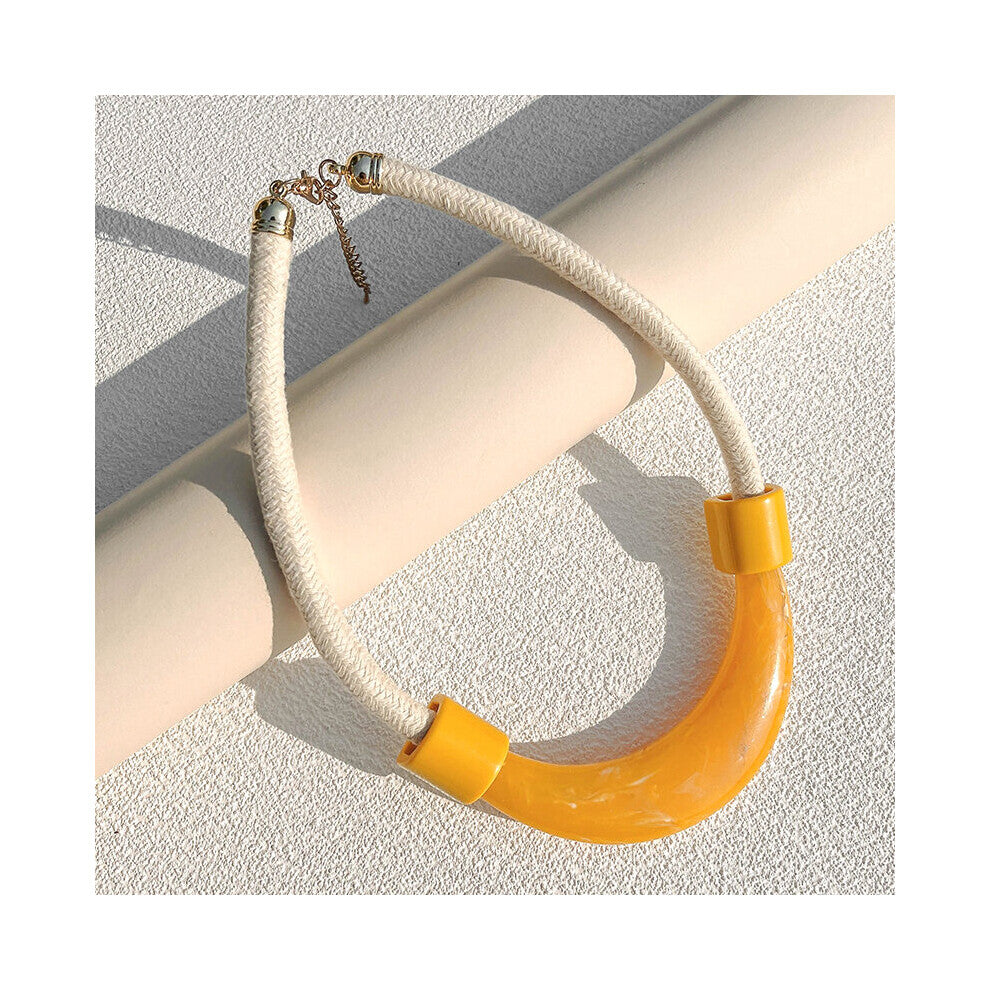 Vintage Rope Chokers Necklaces for Women Acrylic Big Sweater Necklace Statement Accessories Colorful