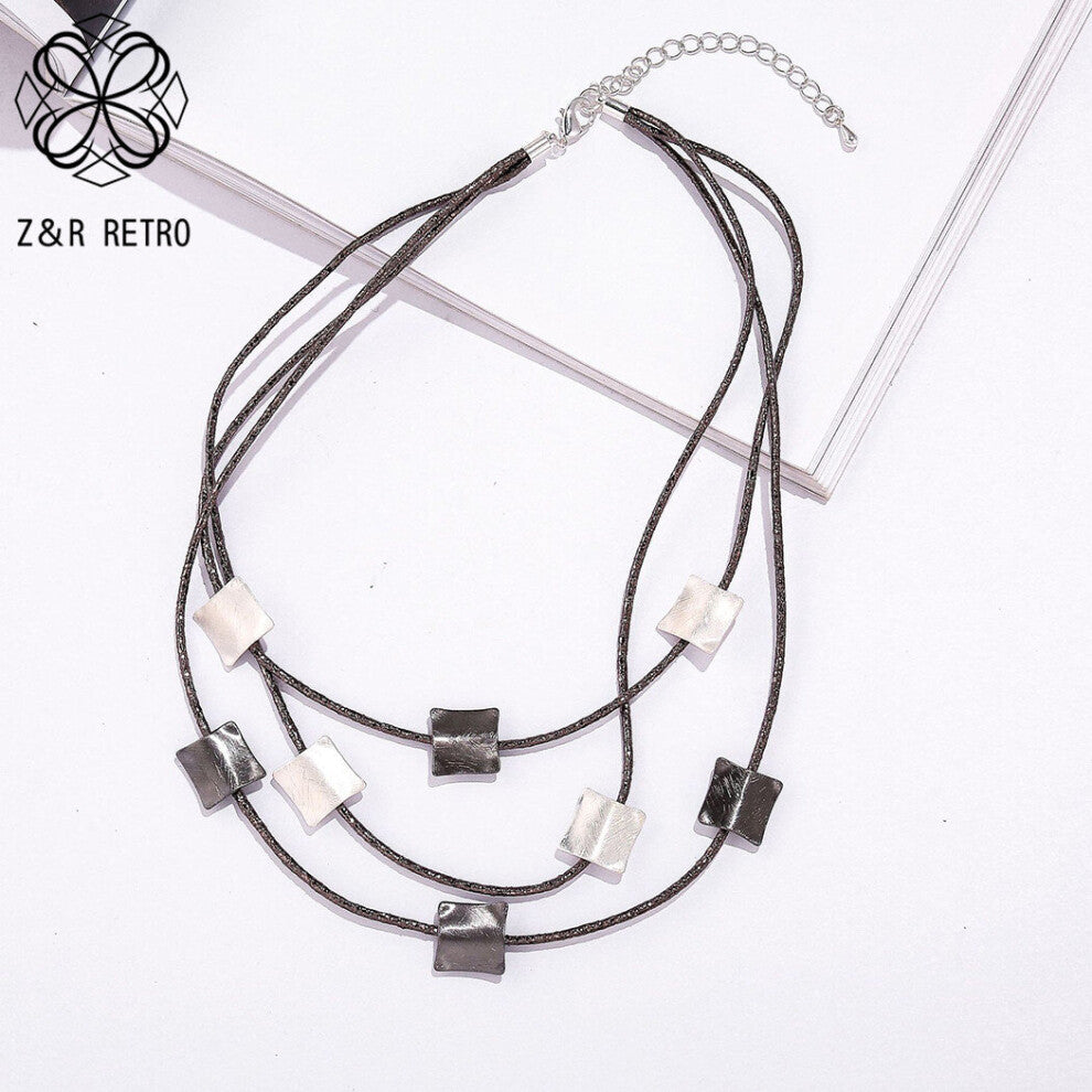 Chains Squares Necklace Circle Geometric Neck Chokers Goth Jewelry for Women Vintage trending products