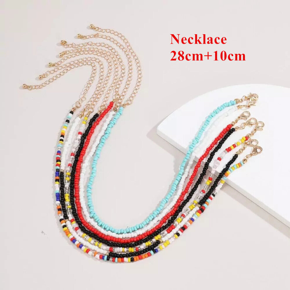7pcs-set Boho Colorful Resin Seeds Beads Necklaces Clavicle Choker Collars for Women Party Jewelry