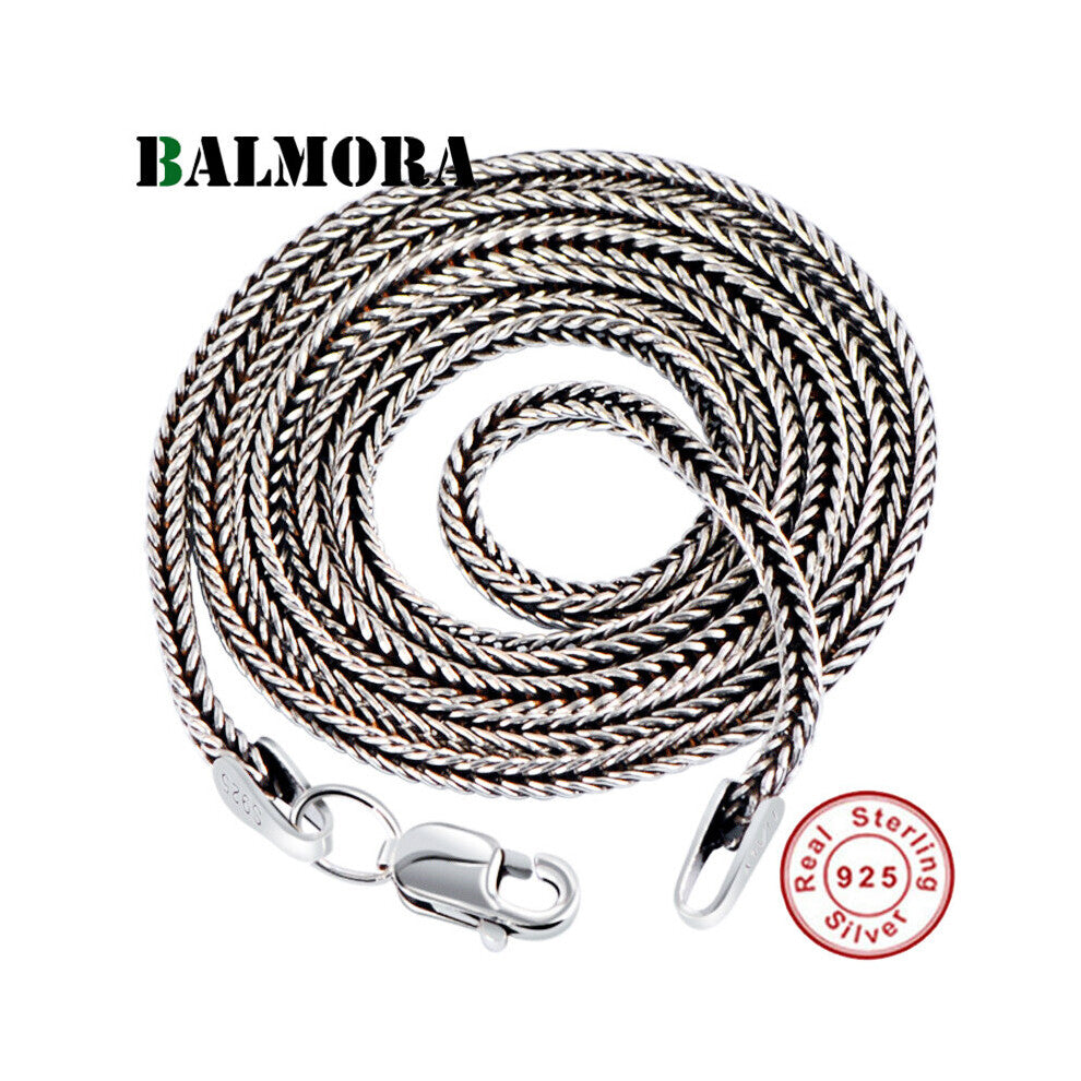 Real 925 Sterling Silver Foxtail Chains Chokers Long Necklaces For Women Men Chain Jewelry Accessory 16-32 Inches