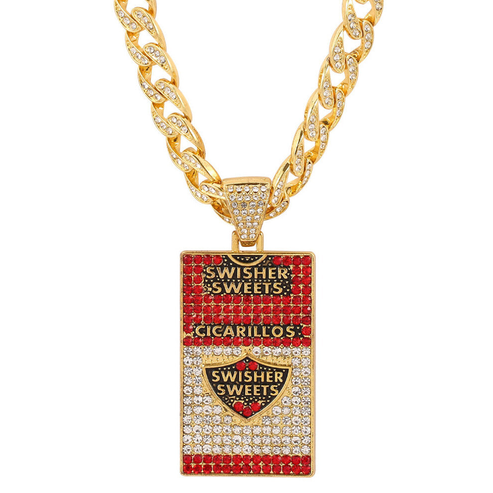 (Steel color, 35cm) U.s. Dollar Letter Necklace Exaggerated Hip Hop European And American Pendant Cuban Chain Gangster Chain Rap Accessories Boyfrie