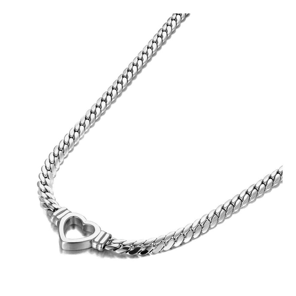 Titanium Stainless Steel Chokers Necklaces Heart Charm Twisted Singapore Chain Necklace For Women N22005