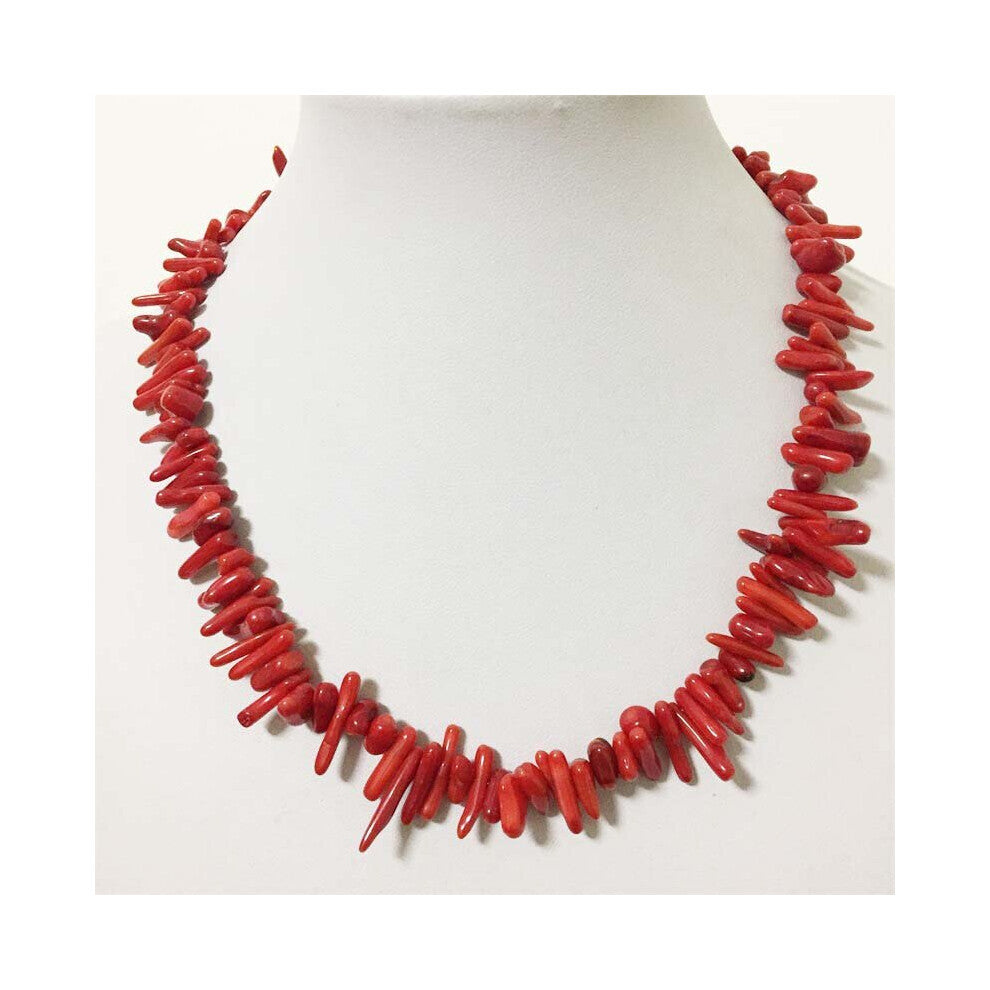 Natural Irregular Coral Stone Necklace Branch Plantlet Freeform Jewelry Vintage Seedlings Classic Beaded Chain Strand Gift